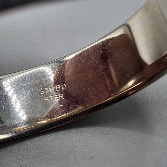 Hinged Bangle Bracelet Floral Engraved Sterling Silver SMIBO Stamp ~25g - Picture 3 of 9